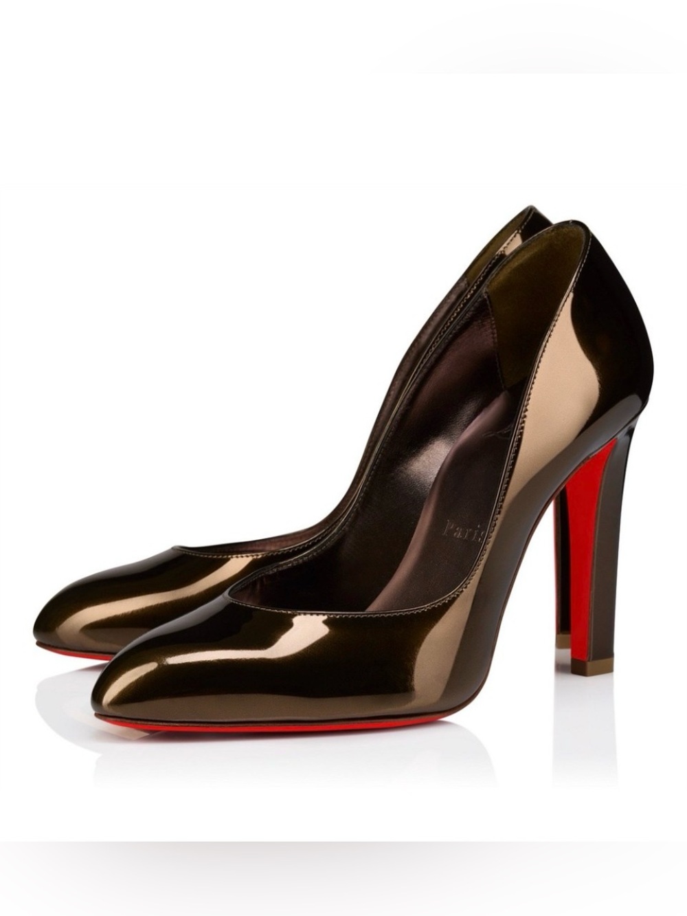 Christian Louboutin fannylove 100mm bronze metallic pump sz 39